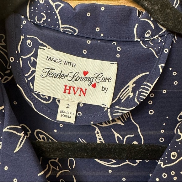 Rare HVN Charlotte dress with fish print in navy size 2 - Picture 10 of 10